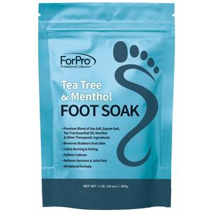 ForPro Professional Collection Tea Tree Oil & Menthol Foot Soak with Sea & Epsom Salt for Toenail Athletes Foot, Stubborn Foot Odor Scent, Softens Calluses & Soothes Sore Tired Feet -Pack of 2 16oz.