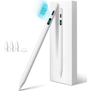 Stylus Pen for iPad 2025-2018 with LED Power Display Fast Charge,Palm Rejection Pencil for iPad 10/9/8/7/6th,11th A16,Air 11/13 M2/M3,Pro 11/13 M4,Pro 12.9",Air 5/4/3,Mini 7/6/5 (white)