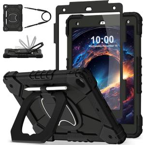 WESOROL Case for iPad 9th/8th/7th Generation 10.2 Inch (2021/2020/2019),Full-Body Drop Protection 9th Generation iPad Case with Rotating Stand Screen Protector Pencil Holder Holde,Black