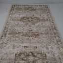 Boho Bathroom Rug 2x5 Runner, Neutral Farmhouse Kitchen Rugs, Small Throw Runners for Laundry Room Bedroom, Vintage Floral Décor, Non-Slip Low-Pile Washable Stain Resistant Beige Latte