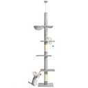 Cat Craft Slim 5-Tier Floor-to-Ceiling Cat Tower Small Cats Adjustable 98-110" Space-Saving, Hammock, Sisal Scratching Posts, Grey