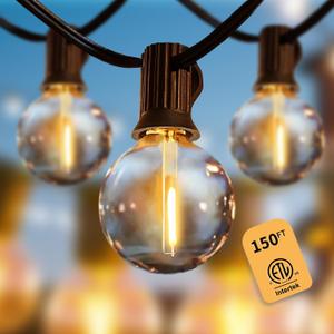 Yuusei Outdoor String Lights150 FT,Outdoor Lights for Patio with 77 Shatterproof Bulbs, G40 Globe Hanging Lights for Outside, Cafe, Porch, Backyard, Market