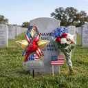 Tooyuart 16" Cardinal Decorations for Graves, Star with American Flag Design, Memorial Plaques for Outdoors, Garden Decor for Veterans Day, Father's Day