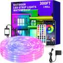 300 ft Outdoor LED Strip Lights Waterproof,IP68 Waterproof LED Light Strips with Remote,App Control Music Sync RGB Outdoor LED Rope Lights,LED Lights for Bedroom,Roof,Deck,2 Rolls of 150ft
