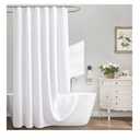 Extra Long Waffle Shower Curtain - White Cotton Texture Fabric Heavyweight Shower Curtain for Bathroom