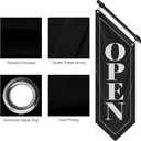 Double-Sided Open Flag with Pole Kit, 12"x35" Vertical Storefront Open Sign with Wall Mounted Hanging, Outdoor Vintage Open Banner for Shop, Cafe, Restaurant, Retail Store, Farm Stand Business