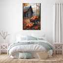 MNFGMH Farmhouse Pumpkin Barn Wall Art, Autumn Pumpkins Print, Printable Countryside Fall Painting, Autumn Halloween Decor, Fall Foliage Picture Gifts Canvas Roll 16x24 inch (Color9-Unframed)