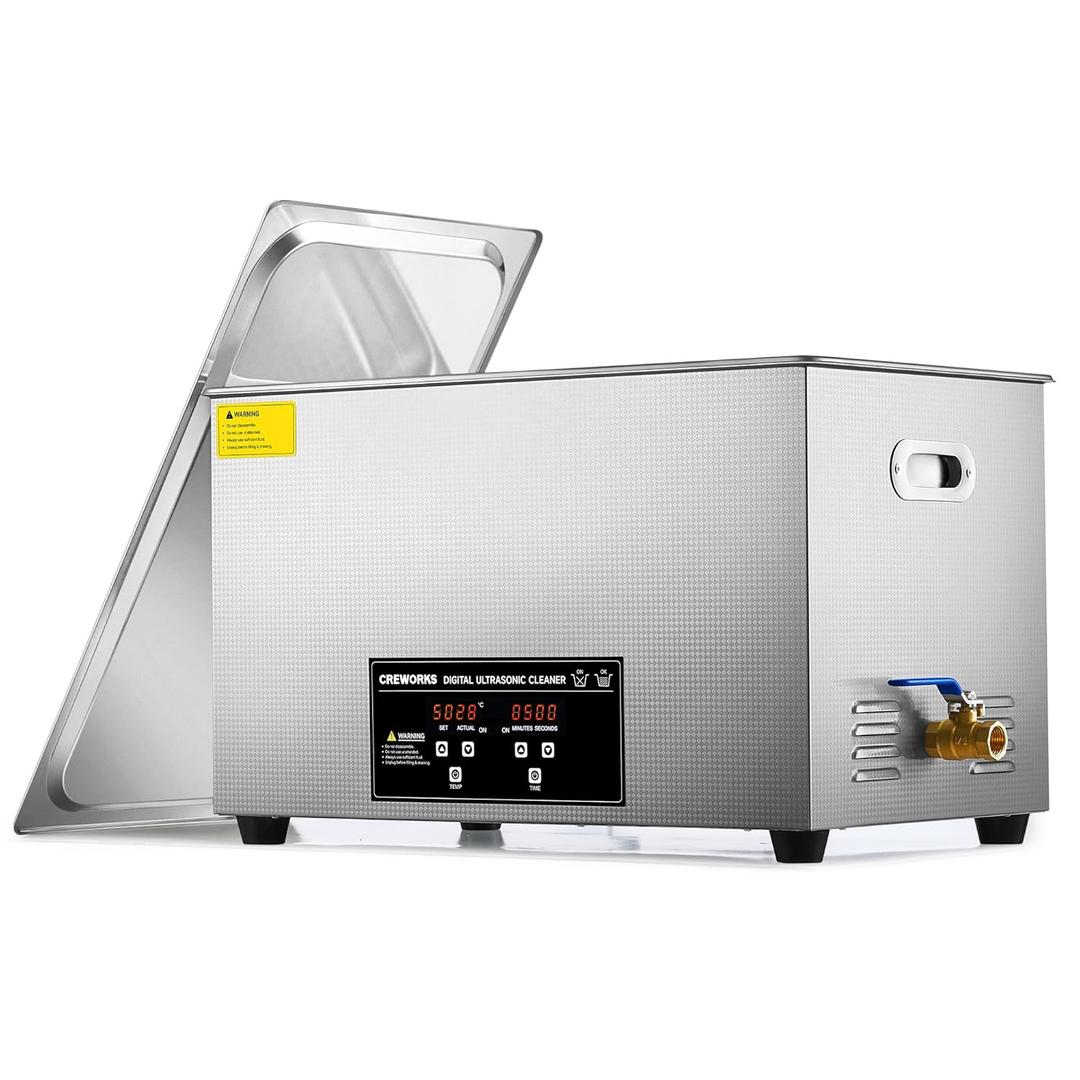 CREWORKS 30L Digital Ultrasonic Cleaning Machine with Heater and Timer, 600W Stainless Steel Ultrasonic Cleaner Machine, 7.9 gal Ultrasonic Parts Cleaner for Retainer Glasses Auto Tool Machine Part