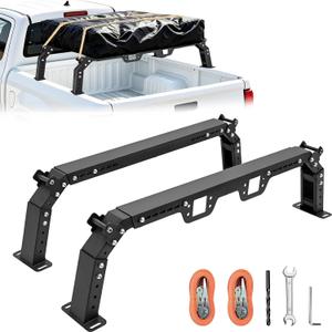 LMYYGOO Truck Ladder Rack, Universal Adjustable Bed Rack (48.4"-61.4" W x 11.8"-15.74" H) with 360 Internally Rotatable Brackets, Fits Toyota Tacoma, Ford Ranger, Chevy Colorado, Nissan Frontier