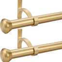 2 Pack Telescoping Curtain Rods,1Inch Diameter Drapery Rods 48-84Inch Length Adjustable Rod with Brackets Window Treatment-Warm Gold