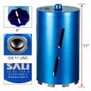 SALI Diamond Core Drill Bits 6" Diameter 10"/254mm Drilling Depth 5/8-11" Thread Core Bit Turbo Laser-Welded Segments for Cured Concrete with, Brick, Block, Masonry, with Two Adapters