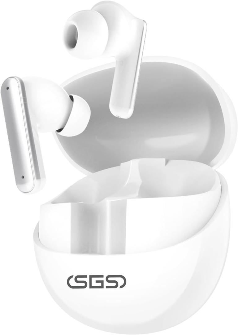 SIMIFLY Hybrid Active Noise Cancelling Wireless Earbuds, Noise Cancelling in Ear Headphones for Crystal-Clear Calls & Music, 50H Playtime for Office/ Running/ Workout (Pearl)