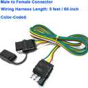 4 Wire Flat Extension 60" 4-Pin Trailer Wiring Harness Male & Female Connector (Standard 60-Inch)