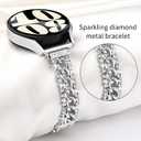 20MM Bling Chain Bracelet Watch Band Compatible With Samsung Galaxy Watch 7/6/5/4 40mm 44mm/Galaxy Watch 5 Pro 45mm/Galaxy Watch 4 Classic, Diamond Rhinestone Metal Watch Strap for Women