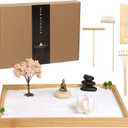 Mini Zen Garden for Desk 11x7.5in, Desktop Zen Garden Kit Sand Tray with Buddha, Japanese Gift Set for Home, Office, Room, Therapy Office Decor (Buddha)