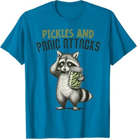 Pickles And Panic Attacks Funny Raccoon T-Shirt XL