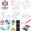 30 Pcs Outer Space Crafts for Kids Color Your Own Space Magnets DIY Coloring Magnet Cutouts Kits for Party Kids Gift for School Classroom Ornament Decorations