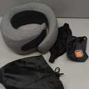 Purroch G-Shape Memory Foam Travel Neck Pillow - 100% Pure Foam Ergonomic Support with Eye Mask & Ear Plugs for Airplane Flights, Car Trips & Office Naps, Medium Gray