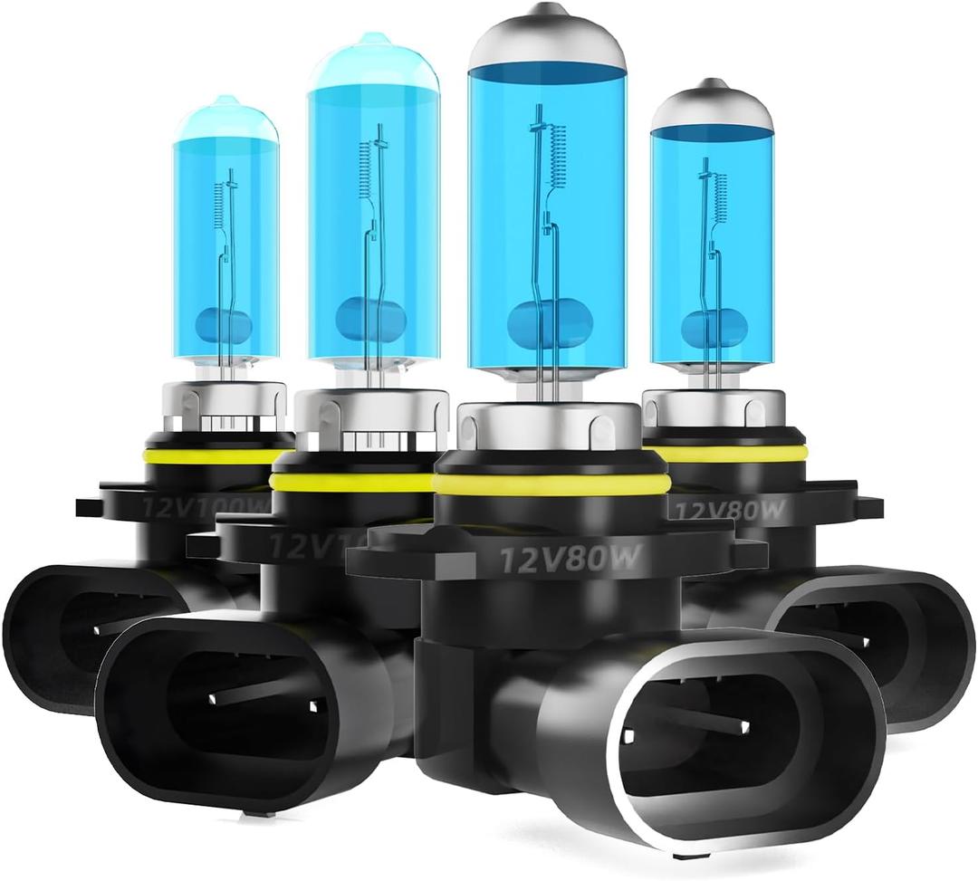 Headlight Bulbs Fit For Chrysler PT Cruiser 2001-2010, 9005 9006 High Low Beam Combo, Super Bright 5500K White Light High Performance Halogen Light Bulbs, 4PCS