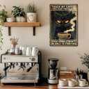 2 x Black Cat Coffee Metal Sign Black Cat Touch My Coffee I Will Slap You So Hard Tin Sign Vintage Home Coffee Bar Wall Art Decor 8x12inch