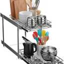 2-Tier Pull-Out Cabinet Organizer with Heavy-Duty Steel Frame, Full-Extension Sliding Shelves, Holds 100 lbs, Easy Install for Kitchen, Pantry & Under Sink Cabinets, 12" W x 21D x 16.5" H