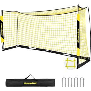 MangoStar Soccer Goal, 12X6 FT Soccer Goal for Backyard Portable Net Collapsible Metal Base, Quick Set Up Soccer Net for Indoor Outdoor Practice Training with Carry Bag