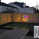 ZAIYW Curtain Lights Outdoor 20Ft3Ft, 300 LED Color Changing Fence String Lights with Plug Remote, Waterproof Light Curtain for Stair Railing Eaves Decor (Warm White & Multicolor)