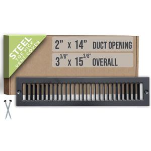 Fits 2x14 Duct Opening | Toe Kick Vent Cover by Handua | Cabinet Toe Kick Space Register Grille | HVAC Toe Space Vent Cover | Outer Dimensions: 3 3/8" X 15 3/8" | Black