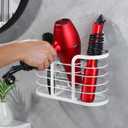YIGII White Hair Dryer Holder - Adhesive Blow Dryer Holder/Hair Tool Organizer Bathroom Organizer Stick on Wall Mounted Multi-Functional Hair Dryer Rack for Wire Straightener, Shavers