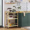 TUTOTAK Bar Cart - Serving Cart for Home - Microwave Cart, Drink Cart, Mobile Kitchen Shelf with Wine Rack and Glass Holder, Rolling Beverage Cart BC01BMG030
