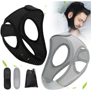 Forzacx Chin Strap for Cpap Users Anti Snoring Devices 1 Pack - Breathable Cpap Chin Strap Snoring Solution, Effectively Reduce Snoring, Non-Stick Hair, Don't Fade - Black&Grey