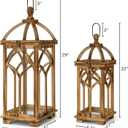 Large Farmhouse Wooden Decorative Lantern Set of 2, Rustic Brown Burnt Wood Hanging Lanterns for Indoor Outdoor Home Garden Porch Wedding Decor (No Glass)