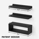WOPITUES Floating Shelves for Wall with Cube Shelf, Wall Shelves with Metal Rail for Bathroom Decor, Bathroom Organizers and Storage, Over Toilet Shelves for Toilet Paper-Black
