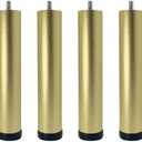 Yuqim 4 Pack Adjustable Furniture Legs Replacement M8 Thread Metal Furniture Legs 8 Inch Couch Legs Replacement Legs for Bed, Sofa, Cabinet(Gold, 7.7-8.03 Inch)