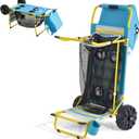 2-in-1 Beach Cart with Big Wheels for Sand | Folding Utility Wagon with Chair Holder, Cooler Bag, Mesh Storage, 4 Cup Holders, Umbrella Rack, Supports 100 lbs
