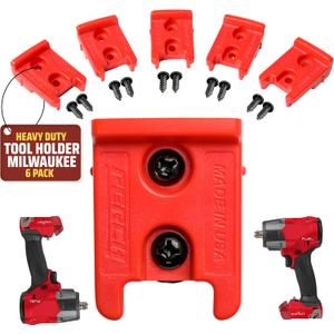 6 Pack Tool Holder for Milwaukee M18/18v Cordless Tools - Snap Fit Tool Organizer for Milwaukee Drill Holder & Wall Mount for Milwaukee Tool Holder with 12 Screws - Easy to Install, Screw in & Lock