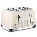 Mueller Retro Toaster 4 Slice with Extra Wide Slots Bagel, Defrost, and Cancel Function, 6 Browning Levels, Dual Independent Controls, Removable Crumb Tray and High Lift Levers, Cream