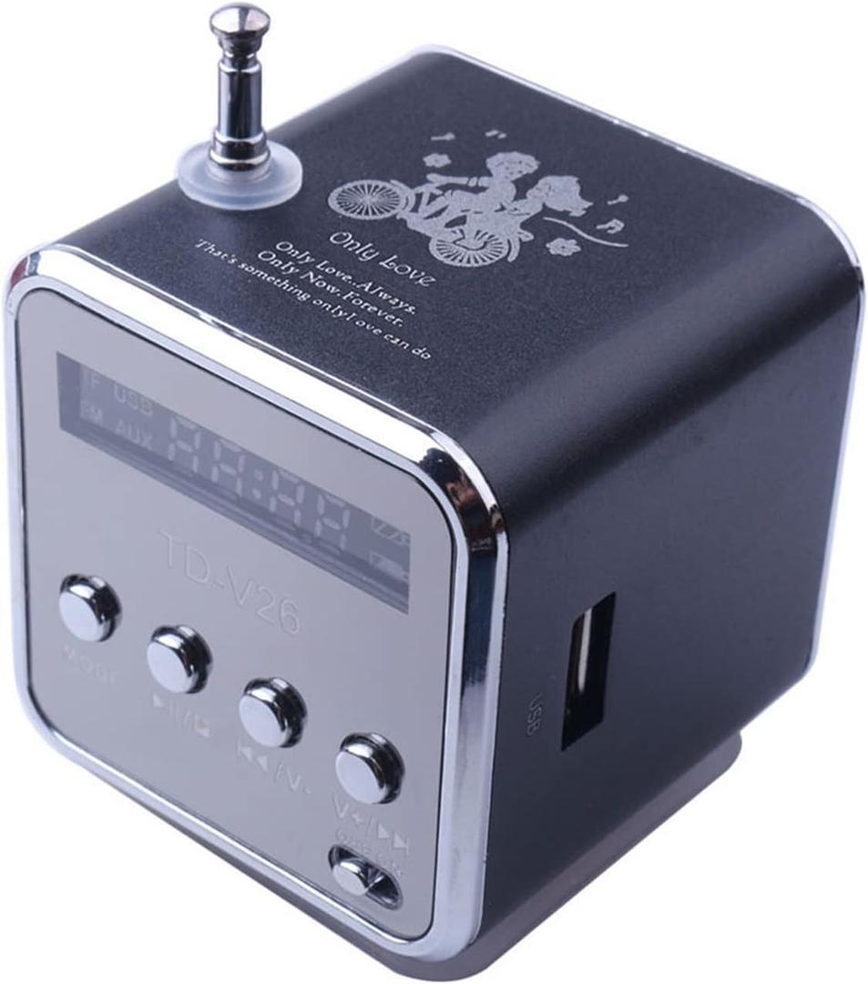 Mini Bluetooth Speaker, Etigood Wireless Music Player Portable FM Radio Speakers Digital Stereo PC Mp3 Player Support TF Card/U Disk/Micro SD to Player, 500mAh Battery, Black