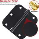 6 Pack Matte Black Interior Door Hinges Round 3.5" x 3.5 Inch 5/8" Radius Heavy-Duty Mat Hinge for Doors Standard Bedroom Work Office Door Hardware Removable Pin,Farm,Shed,Gate,Greenhouse Vent Window