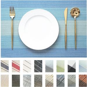 Placemats Set of 12 Vinyl/Plastic Woven Place Mats for Kitchen Table Indoor/Outdoor Washable Placemat Wipeable Dining Table Mats (Ocean Geode,12)