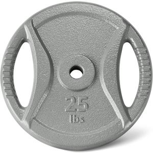 Amazon Basics 1-Inch Grip Weight Plates, Cast Iron, Strength Training, Home Gym, 25lbs
