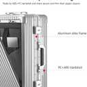 feilario Aluminum Frame PC Hard Shell Spinner Wheels Luggage,20.8"X15"X8.7 Airline Approved Built-In TSA lock Carry on Suitcase, with Cup Holder, USB Port, Phone Holder