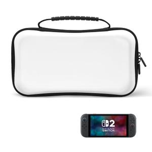 iDLEHANDS Hard Shell Carrying Case for Nintendo Switch 2 (2025), Ultra Slim Portable Travel Game Bag with Storage for 24 Game Cartridges & Accessories,White