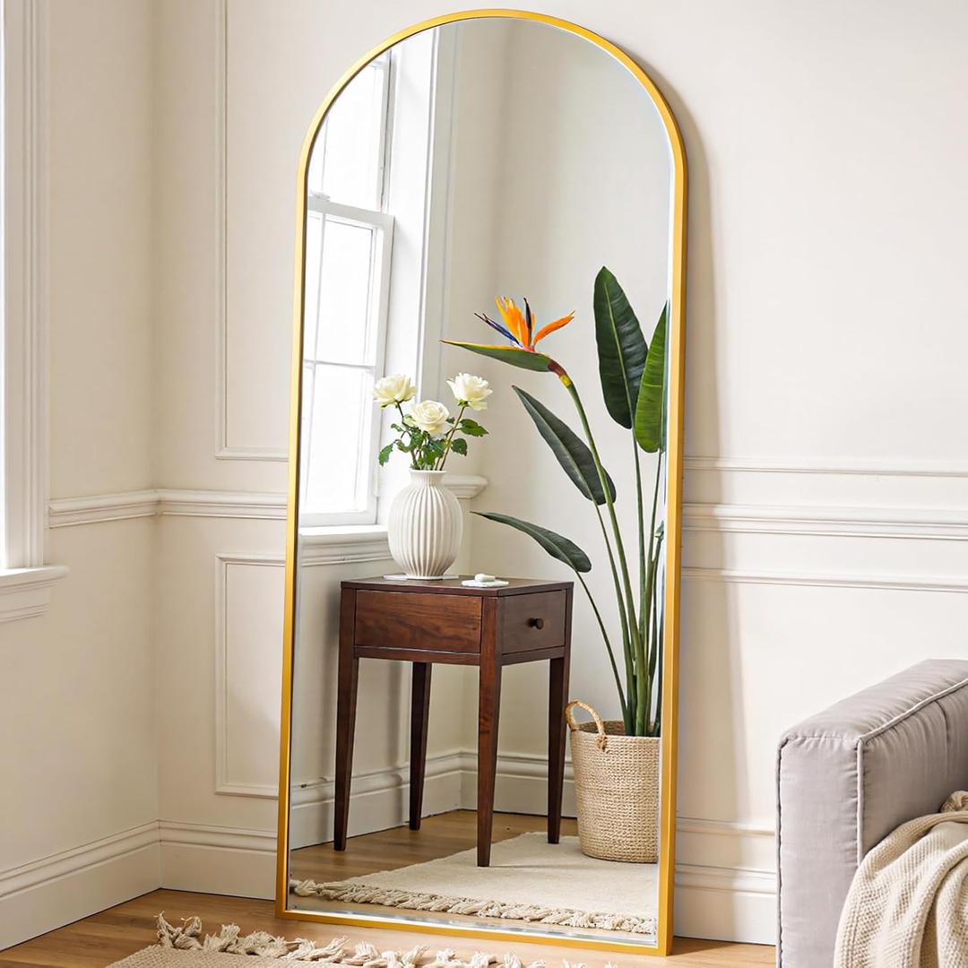 OLIXIS 64"x21.5" Arched Full Length Mirror with Stand, Body Mirror