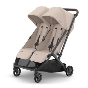 UPPAbaby Minu Duo Side-by-Side Double Stroller - Lightweight + Compact Design for Travel - Easy Fold- from Birth to Toddler - Independent Recline -Ada (Sandstone/Carbon Frame/Chestnut Leather), Mfg date: 03-2026