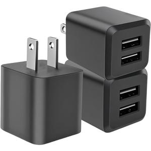 USB Wall Charger, Dual Port USB Cube Power Adapter Charger Plug Block Charging Box, Dual Port Wall Fast Charging Adapter, Compatible for i Phone 14 13 12 11Black