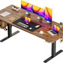Huuger 71 x 30 Large Electric Standing Desk, Height Adjustable Computer Desk, 29.5" Deep Desktop, Stand up Gaming Office Table with 2 Hooks, 3 Preset Heights, for Home Office, Rustic Brown (71*30 Inch (No Outlets))
