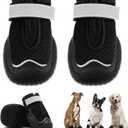 Hcpet Dog Boots for Large Dogs, Dog Shoes for Winter Snow Hot Pavement, Paw Protector Dog Booties Designed for Comfort and Breathability, Outdoor Booties for  Dogs for Hiking Black Size 6 (#6 (Width 2.36 inch) for 52-68 lbs)