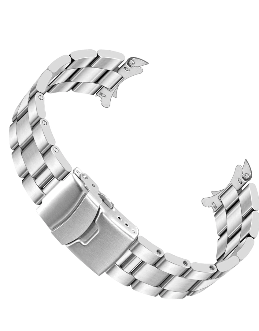 Juntan Stainless Steel Curved Solid End Tapered Watch Band, 18mm Watch Bands Metal Watch Strap Bracelet Deployment Double FlipLock Buckle Silver Black Silver Gold