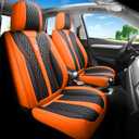 LGOSG Comfortable Leather Auto Car Seat Covers Front & Rear Seat Protector Fit Sedan SUV 5 Seats Full Set Universal Fit (Black Orange)